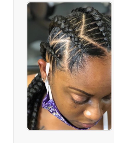 Close view of a detailed braided protective style